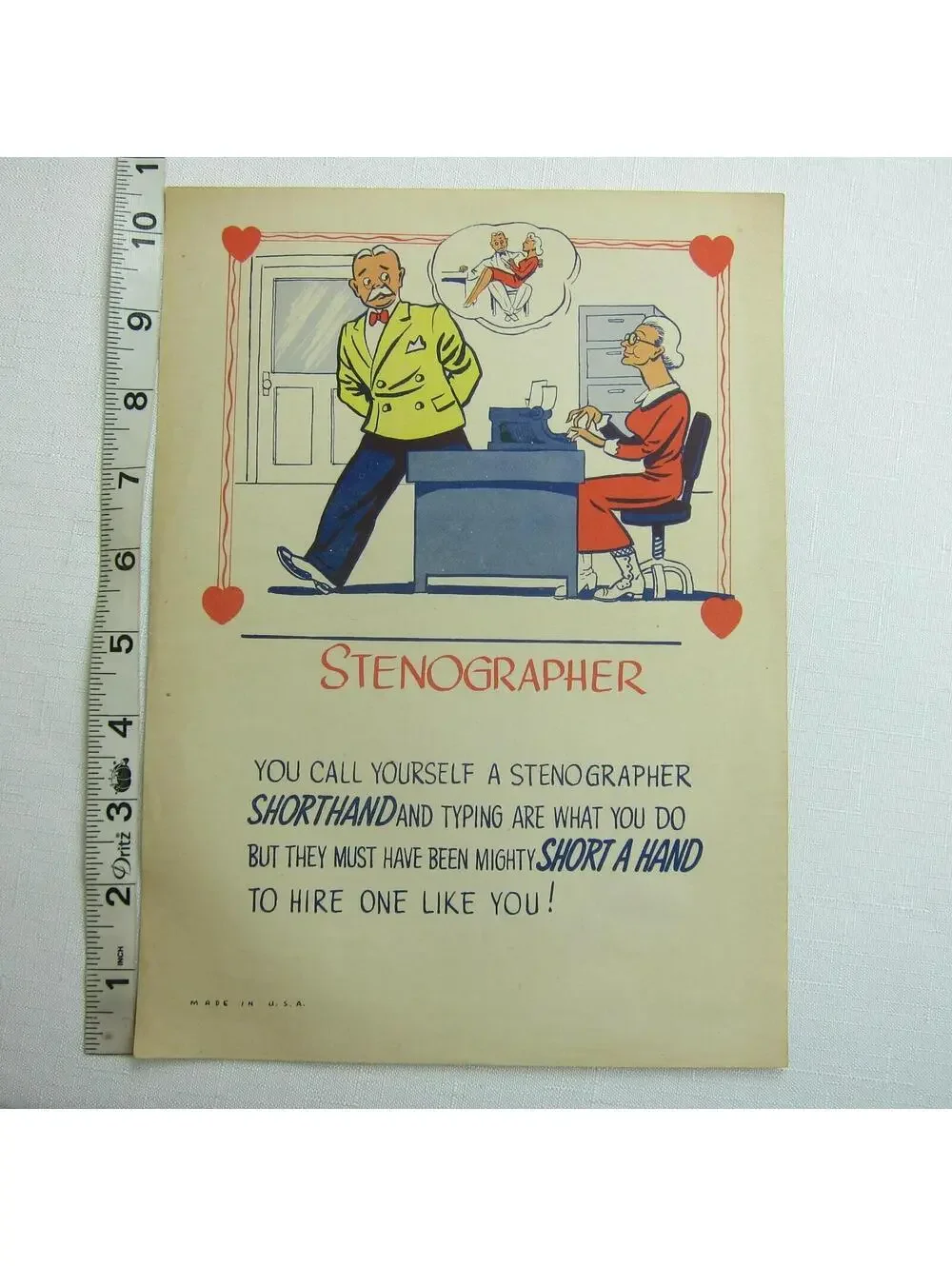 Vintage Vinegar Valentine Stenographer Penny Dreadful Sarcasm Insult Ephemera